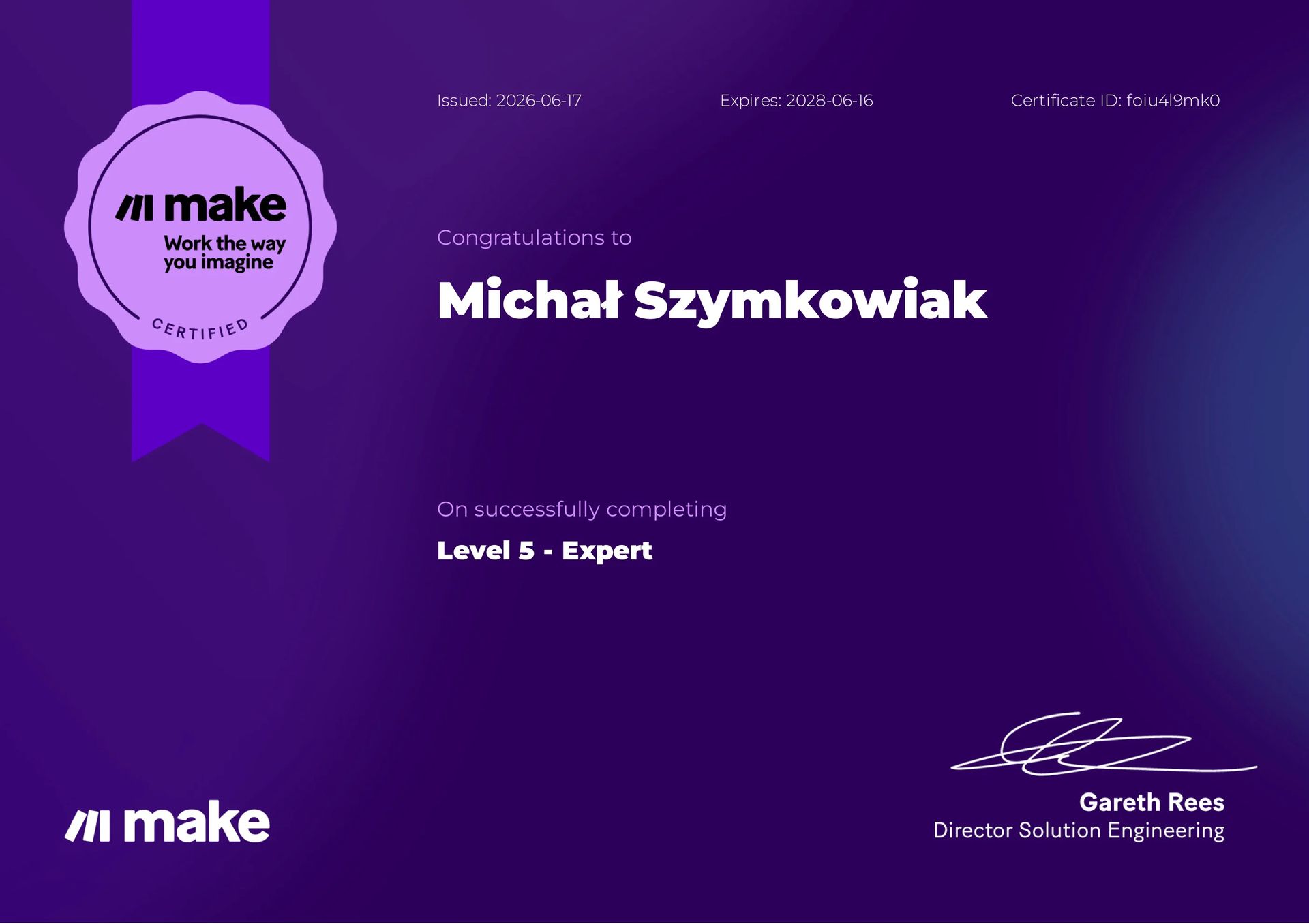 Michal Szymkowiak Simplymation Make.com Make Automation Expert